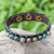 Agate and leather wristband bracelet, 'Rock Walk' - Bohemian Leather and Agate Bead Wristband Bracelet