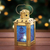 Glass and brass tealight lantern, 'Lantern in Blue' - Blue Pressed Glass and Brass Tealight Lantern