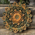 Teak relief panel, 'Circle Balance' - Hand Carved Wood Relief Panel