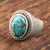 Men's sterling silver dome ring, 'Turquoise Swirl' - Sterling Silver and Reconstituted Turquoise Men's Dome Ring