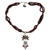 Garnet beaded pendant necklace, 'Daisy Passion' - Fair Trade Sterling Silver Beaded Garnet Pendant Necklace