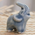 Celadon ceramic figurine, 'Happy Elephant in Blue' - Artisan Crafted Ceramic Figurine