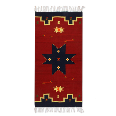 Zapotec wool rug, 'Universe Star' (2.5x5) - Fair Trade Zapotec Rug (2.5x5)