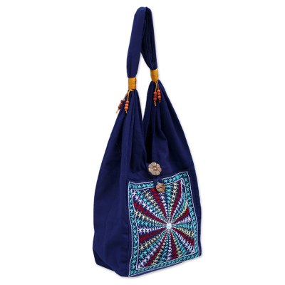 Cotton handbag, 'Star Shine' - Cotton handbag