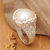 Cultured pearl domed cocktail ring, 'Ocean Fairy Tale' - Traditional Sterling Silver Domed Cocktail Ring with Pearl