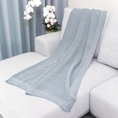 Cotton throw blanket, 'Grey Comfort' - All Cotton Throw Blanket in Grey from Thailand