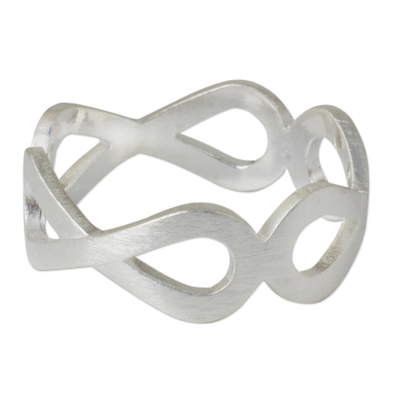 Sterling silver ring, 'Infinity Embrace' - Handcrafted Women's Brushed Silver 925 Infinity Symbol Ring