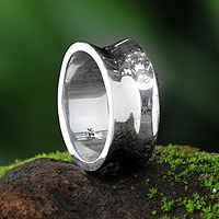 Men's sterling silver band ring, 'Love Testimonial'