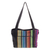 Cotton tote bag, 'Island Traveler' - Colorful Vertical Stripes on Black Handwoven Cotton Tote Bag