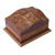 Leather and wood decorative box, 'Royal Vicuña' - Vicuña-Themed Leather and Wood Decorative Box from Peru