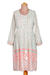 Cotton blend empire waist midi dress, 'Extra Tropical' - Cotton Blend Empire Waist Midi Dress with Tassels from India