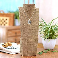 Natural fiber necklace display stand, 'Woven Display' (16 inch) - Handmade Woven Agel Grass Necklace Display Holder (16 Inch)