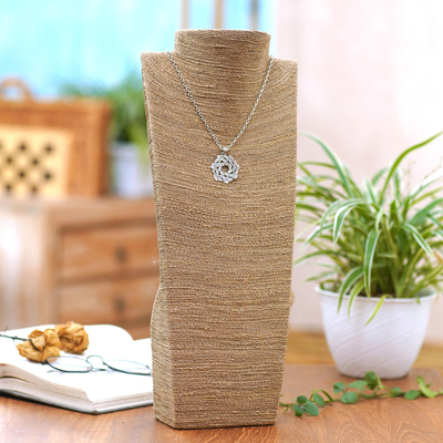 Natural fiber necklace display stand, 'Woven Display' (16 inch) - Handmade Woven Agel Grass Necklace Display Holder (16 Inch)