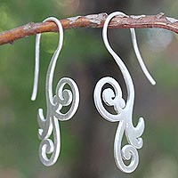 Sterling silver drop earrings, 'Enamored' - Modern Sterling Silver Drop Earrings