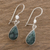 Jade dangle earrings, 'Dark Green Tears' - Drop-Shaped Jade Dangle Earrings in Dark Green