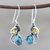 Citrine dangle earrings, 'Two Teardrops' - Citrine and Composite Turquoise Teardrop Dangle Earrings