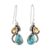 Citrine dangle earrings, 'Two Teardrops' - Citrine and Composite Turquoise Teardrop Dangle Earrings