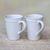Ceramic mugs, 'Country Dot' (pair) - Dot Motif Small White Ceramic Mugs (Pair)
