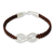 Leather and sterling silver braided bracelet, 'Double Brown Infinity' - Brown Leather Hand Braided Bracelet with Silver