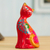 Ceramic figurine, 'Sweet Cat in Red' - Hand-Painted Ceramic Cat Figurine in Red from Peru