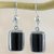 Jade dangle earrings, 'Night Monument' - Handmade Guatemalan Black Jade Earrings (image 2) thumbail