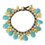 Brass charm bracelet, 'Siam Legacy' - Brass Beaded Turquoise Colored Elephant Bracelet