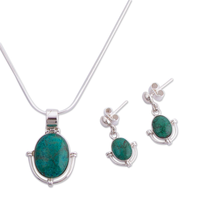 Chrysocolla jewelry set, 'Mystique' - Chrysocolla jewelry set