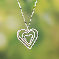 Sterling silver pendant necklace, 'Brave Heart' - Handcrafted Sterling Silver Heart Necklace from Mexico