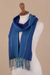 Baby alpaca blend scarf, 'Ocean Blues' - Cool Shades Handwoven Baby Alpaca Blend Scarf from Peru