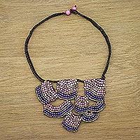 Collar colgante de amatista y cuarzo - Collar Ajustable de Amatista y Cuarzo de Tailandia
