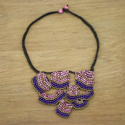 Amethyst and quartz pendant necklace, 'Smiling at Life' - Amethyst and Quartz Adjustable Necklace from Thailand