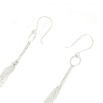 Sterling silver waterfall earrings, 'Charming Chains' - Waterfall Earrings Made with 925 Sterling Silver from Taxco