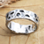 Men's crystal band ring, 'Coral in the Cliff' - Men's Sterling Silver and Black Crystal Band Ring from Bali