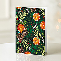 Holiday greeting cards, 'Holiday Oranges' (set of 20) - Set of 20 Unicef Holiday Cards with Orange Slices