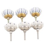 Decorative ceramic knobs, 'Bright Kitchen' (set of 6) - Artisan Crafted Ceramic Knobs from India (Set of 6)