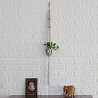 Macrame hanging planter, 'Dangle in Style' - Macrame Hanging Planter Made from Cotton with Wooden Beads
