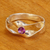 Amethyst solitaire ring, 'Magic Waves' - 925 Sterling Silver and Amethyst Solitaire Ring from Mexico