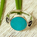 Taxco Silver Lilly Reconstituted Turquoise Cocktail Ring, 'Calla Lilly Turquoise'