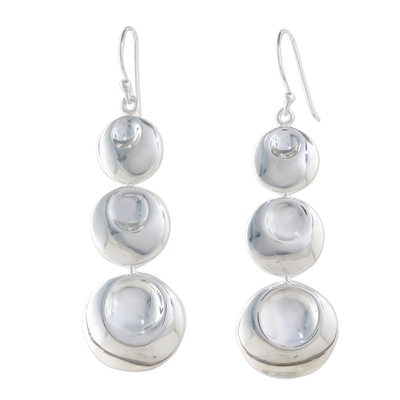 Sterling silver dangle earrings, 'Rain Bubbles' - Sterling Silver Three Circle Dangle Earrings from Thailand