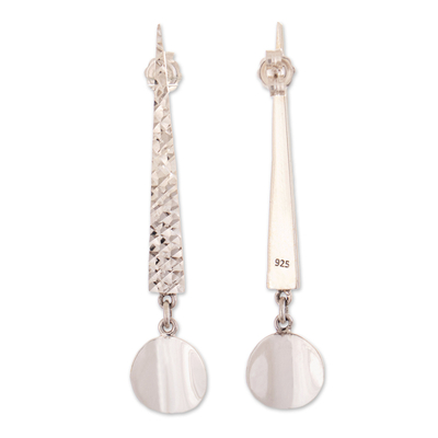 Sterling silver dangle earrings, 'Eternal Finesse' - Polished Geometric Sterling Silver Dangle Earrings
