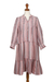 Embroidered cotton a-line dress, 'Between Sweet Lines' - colourful Striped Embroidered Cotton A-Line Dress from India