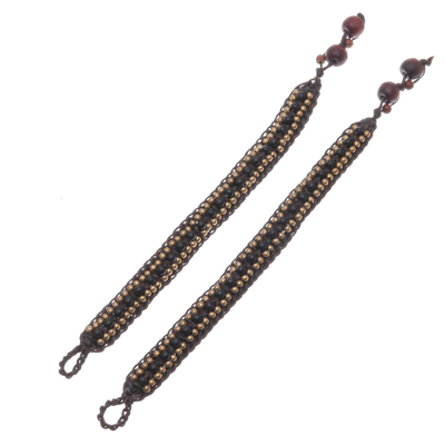Onyx wristband bracelets, 'Tribal Chic' (pair) - Onyx Wristband Bracelets (Pair)