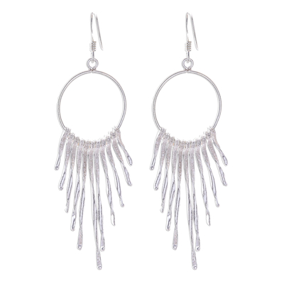 Silver waterfall earrings, 'Cool Cascade' - Twisted Karen Silver Waterfall Earrings from thailand