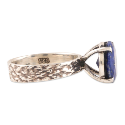 Lapis lazuli solitaire ring, 'Royal Dazzle' - Sterling Silver Lapis Lazuli Solitaire Ring from India