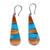 Wood and resin dangle earrings, 'Oceanic Dimension' - Drop-Shaped Apricot Wood Blue Resin Dangle Earrings