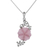 Quartz pendant necklace, 'Pink Floral Vine' - Hand Crafted Quartz Floral Pendant Necklace from India