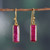 Gold-plated ruby dangle earrings, 'Vibrant Glam' - 18k Gold-Plated Dangle Earrings with Ruby Gems from India