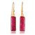 Gold-plated ruby dangle earrings, 'Vibrant Glam' - 18k Gold-Plated Dangle Earrings with Ruby Gems from India