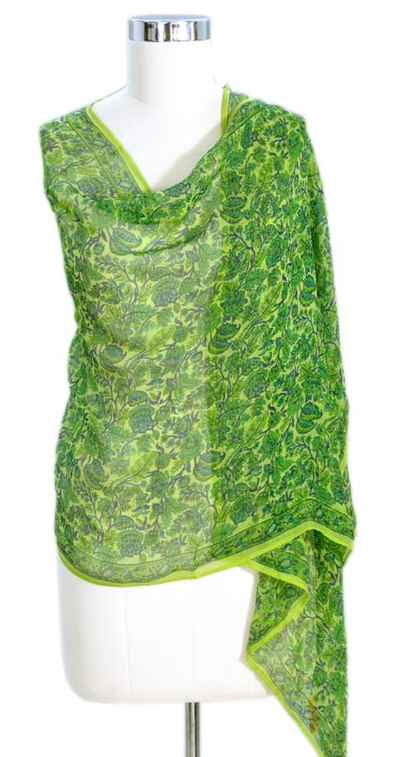 Silk shawl, 'Chennai Forest' - Silk shawl