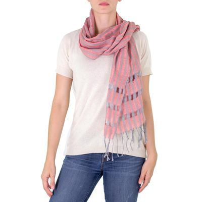 Cotton scarf, 'Autumnal Memoirs' - Cotton scarf